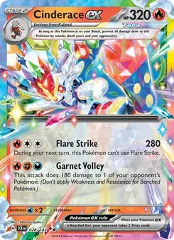 Cinderace ex 028/142 Stellar Crown Pokémon card