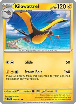 Kilowattrel 067/191 Surging Sparks Pokémon card