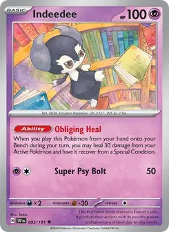 Indeedee 093/191 Surging Sparks Pokémon card
