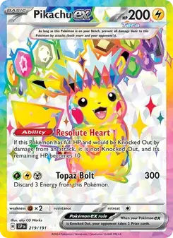 Pikachu ex 219/191 Surging Sparks Pokémon card