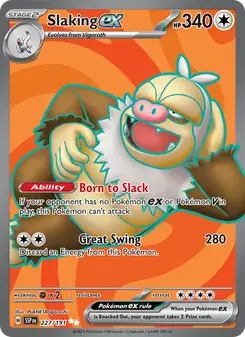 Slaking ex 227/191 Surging Sparks Pokémon card