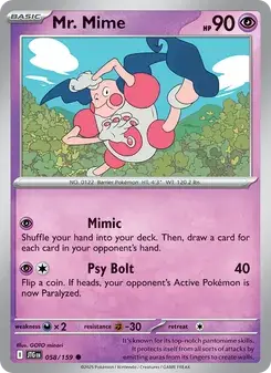 Mr. Mime 058/159 Journey Together Pokémon card
