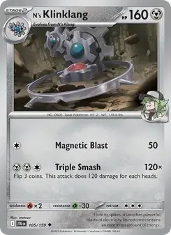 N's Klinklang 105/159 Journey Together Pokémon card
