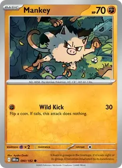 Mankey 090/182 Destined Rivals Pokémon card