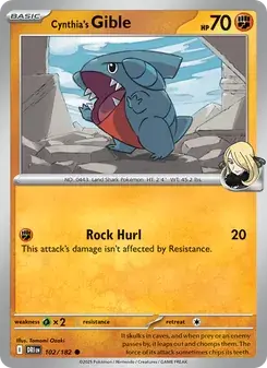 Cynthia's Gible 102/182 Destined Rivals Pokémon card
