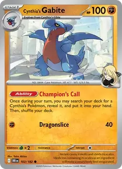 Cynthia's Gabite 103/182 Destined Rivals Pokémon card