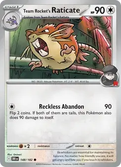 Team Rocket's Raticate 148/182 Destined Rivals Pokémon card