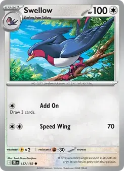 Swellow 157/182 Destined Rivals Pokémon card