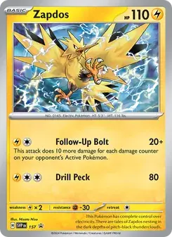 Zapdos 157/225 SVP Black Star Promos Pokémon card