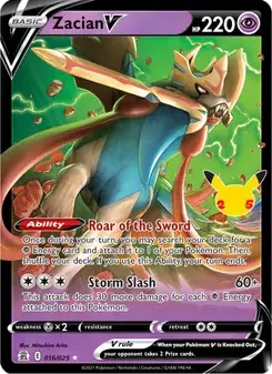 Zacian V 16/25 Celebrations Pokémon card