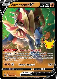 Zamazenta V 18/25 Celebrations Pokémon card