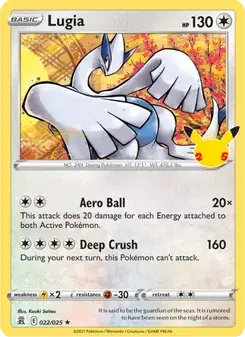 Carta Pokémon Lugia 22/25 de Celebrations