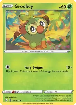 Grookey 10/202 Sword & Shield Pokémon card
