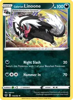Galarian Linoone 118/202 Sword & Shield Pokémon card