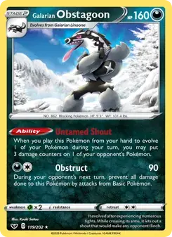 Galarian Obstagoon 119/202 Sword & Shield Pokémon card