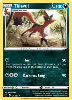 Thievul 126/202 Sword & Shield Pokémon card