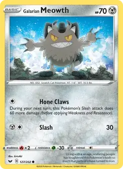 Galarian Meowth 127/202 Sword & Shield Pokémon card