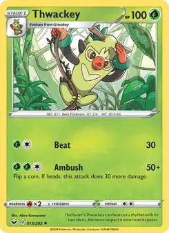 Thwackey 13/202 Sword & Shield Pokémon card