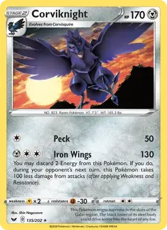 Corviknight 135/202 Sword & Shield Pokémon card