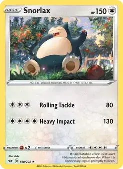 Snorlax 140/202 Sword & Shield Pokémon card