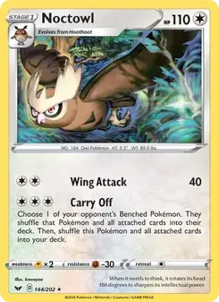 Noctowl 144/202 Sword & Shield Pokémon card
