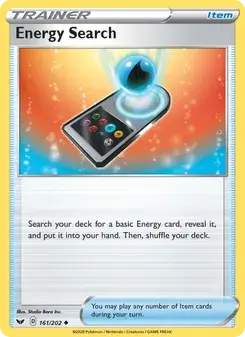 Energy Search 161/202 Sword & Shield Pokémon card