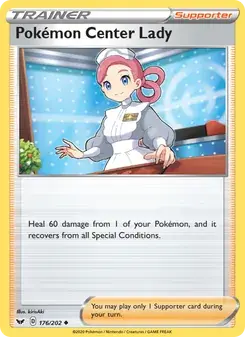 Pokémon Center Lady 176/202 Sword & Shield Pokémon card