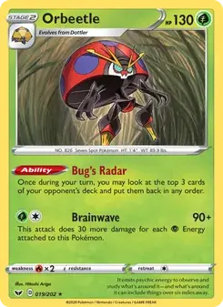 Orbeetle 19/202 Sword & Shield Pokémon card