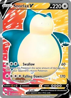 Snorlax V 197/202 Sword & Shield Pokémon card