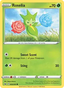 Roselia 3/202 Sword & Shield Pokémon card