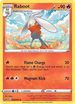 Raboot 32/202 Sword & Shield Pokémon card