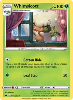 Whimsicott 6/202 Sword & Shield Pokémon card