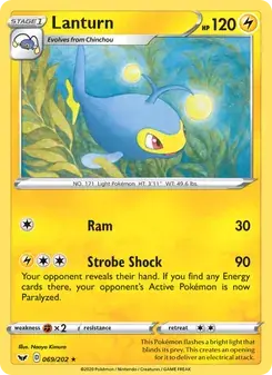 Lanturn 69/202 Sword & Shield Pokémon card
