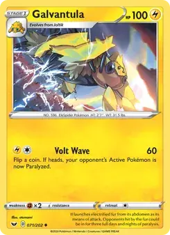 Galvantula 71/202 Sword & Shield Pokémon card