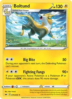 Boltund 75/202 Sword & Shield Pokémon card