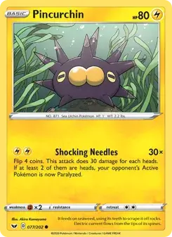 Pincurchin 77/202 Sword & Shield Pokémon card