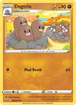 Dugtrio 93/202 Sword & Shield Pokémon card