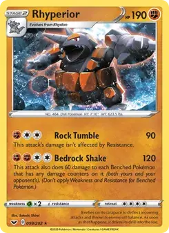 Rhyperior 99/202 Sword & Shield Pokémon card