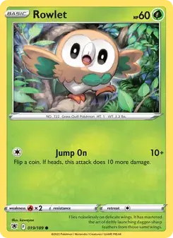 Rowlet 019/189 Astral Radiance Pokémon card