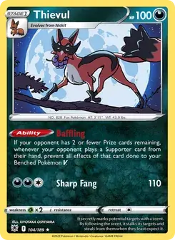 Thievul 104/189 Astral Radiance Pokémon card