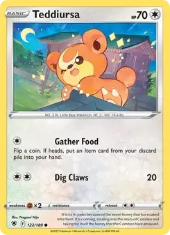 Teddiursa 122/189 Astral Radiance Pokémon card