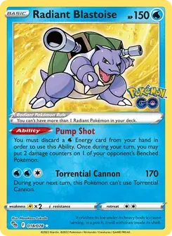 Radiant Blastoise 018/78 Pokémon GO Pokémon card