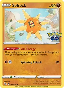 Solrock 039/78 Pokémon GO Pokémon card