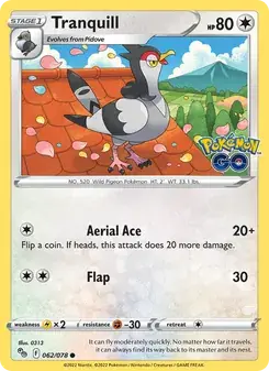 Tranquill 062/78 Pokémon GO Pokémon card