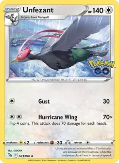 Unfezant 063/78 Pokémon GO Pokémon card