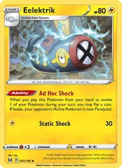Eelektrik 060/196 Lost Origin Pokémon card