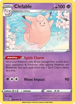 Clefable 063/196 Lost Origin Pokémon card