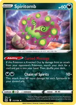 Spiritomb 117/196 Lost Origin Pokémon card
