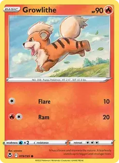 Growlithe 019/195 Silver Tempest Pokémon card