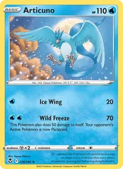 Articuno 036/195 Silver Tempest Pokémon card